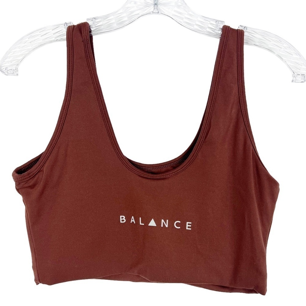 Balance athletica women’s sports bra size L logo brown